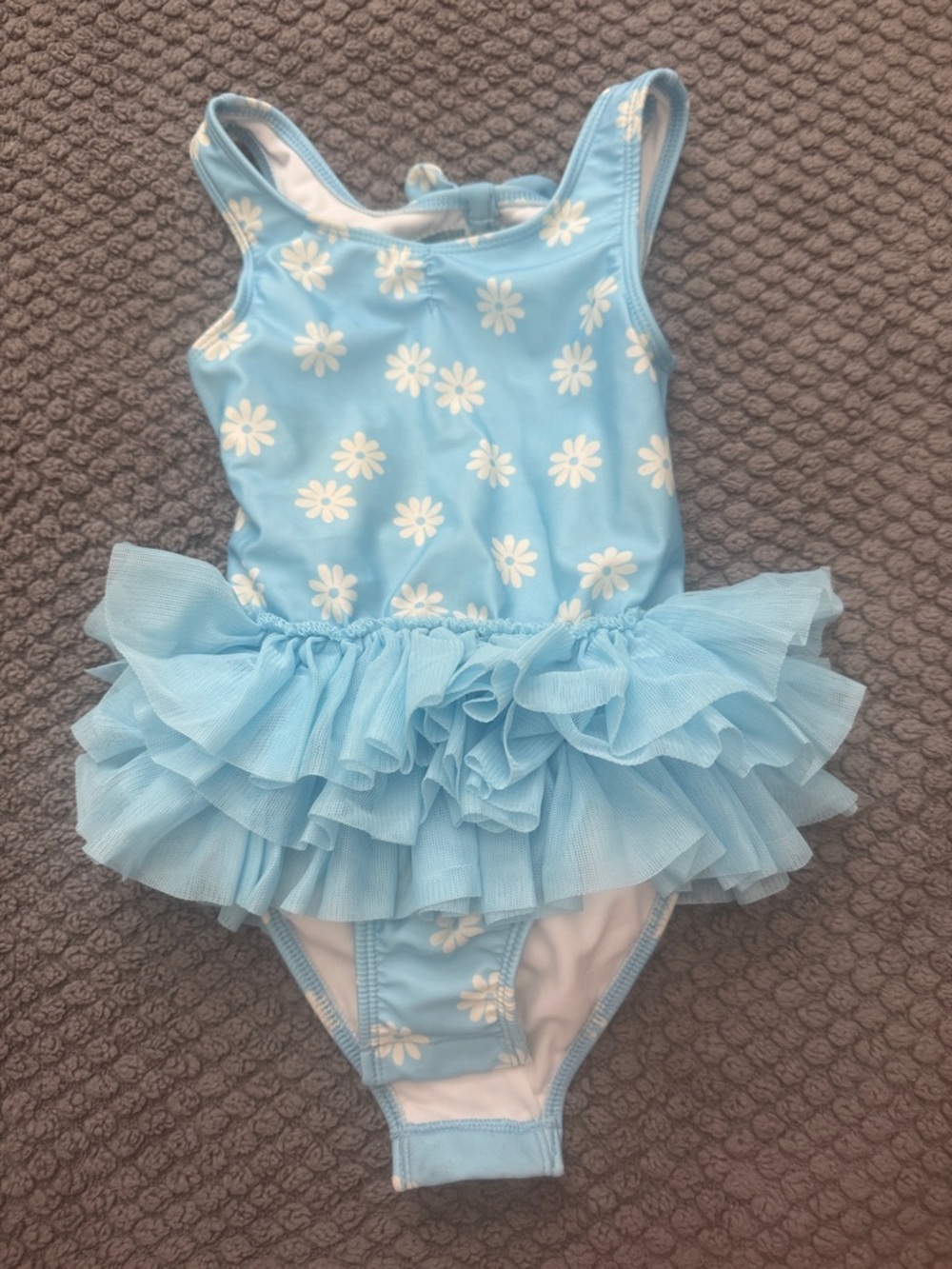 Cat & Jack Light Blue Daisy Ruffle One-Piece Swimsuit